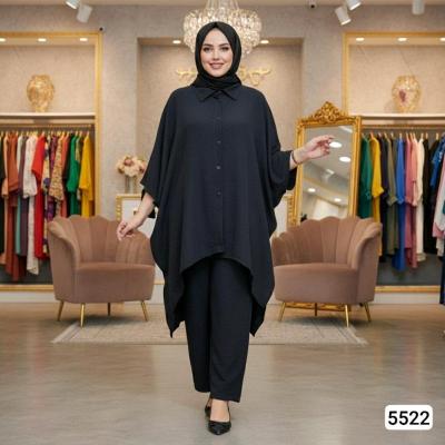مدل ست شلوار و مانتو پانچو سایز بزرگ عیدانه 5522