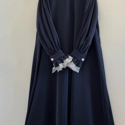 رویه زنانه کرپ مدل مانتو عبایی گیپوردار سایزبندی کامل