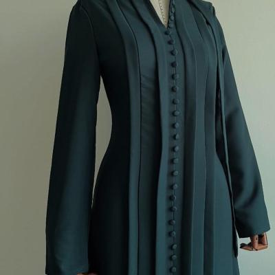 رویه زنانه کرپ مدل مانتو عبایی مجلسی شیک دکمه دار