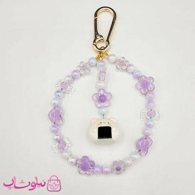 چارم بگ فانتزی دستساز برند N&SH با رنگ بنفش و آویز خرس سفید کد 250