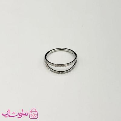 پیرسینگ گوش یا بینی استیل نقره ای رنگ دولاین نگیندار کد 749