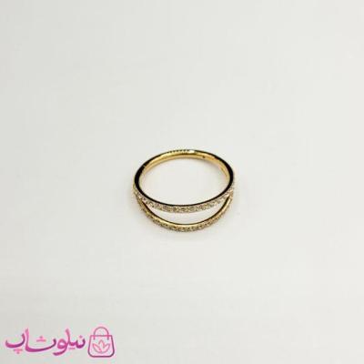پیرسینگ گوش یا بینی استیل طلایی رنگ دولاین نگیندار کد 749