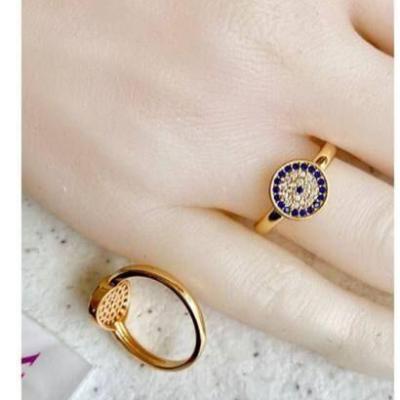 انگشتر زنانه YSX مدل چشم‌نظر نگین‌دار در دو رنگ طلایی و نقره‌ای