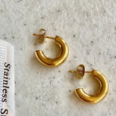گوشواره استیل طلایی حلقه‌ای مینی طرح گنبدی حجیم