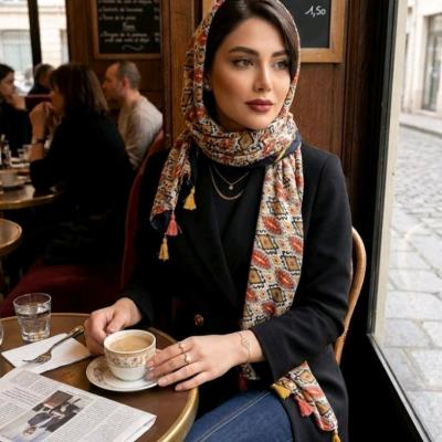 شال وارداتی نخی منگوله دار