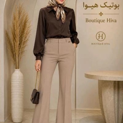 شومیز قهوه‌ای مجلسی ساتن آمریکایی