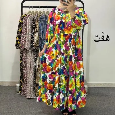 پیراهن چین دار نخی ساحلی