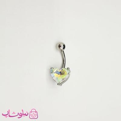 پیرسینگ ناف استیل نقره ای رنگ مدل زرد هفت رنگ کد 229