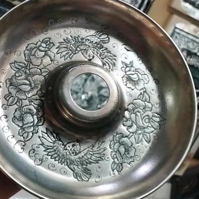 بشقاب قلیان مسی قلمزنی گل ومرغ