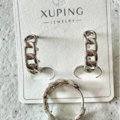 گوشواره حلقه‌ای ژوپینگ نقره ای طرح زنجیر کارتیر (ضخامت 4 میلی‌متر)