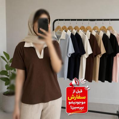 بلیز یقه دار زنانه پنبه کرکره ای ارسال رایگان،