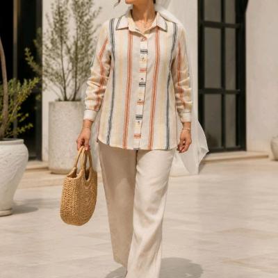 شومیز مانتویی لینن مدل ژینا