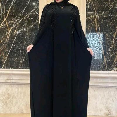مانتو مجلسی کرپ مدل مانتو عبایی جواهر دوزی مجلسی