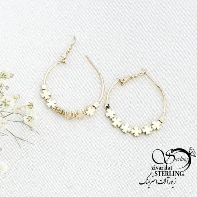 گوشواره حلقه ای ژوپینگ گلدار کد 15544