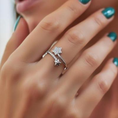 انگشتر دو ستاره ژوپینگ کد 70z217 - موژان حیدری