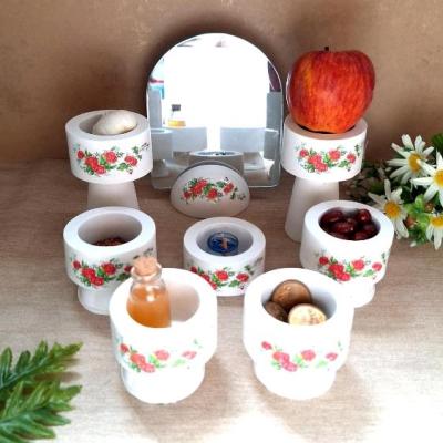 هفت سین کاسه ای گل سرخی پایه دار