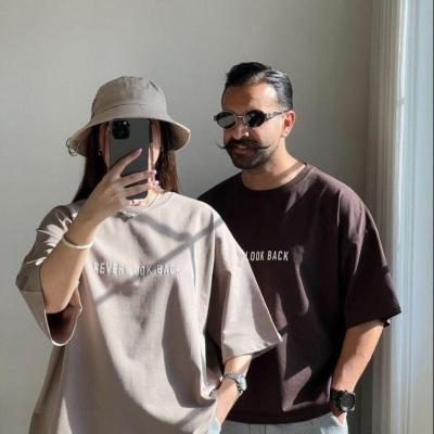 تیشرت باکسی نخ پنبه نوشته دار Never look back