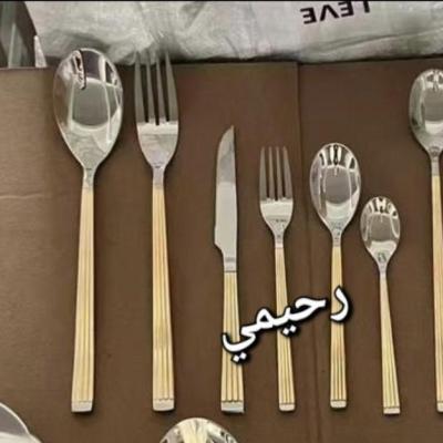 سرویس قاشق و چنگال 24نفره 120پارچه یونیک خاص و شیک نیمه طلایی