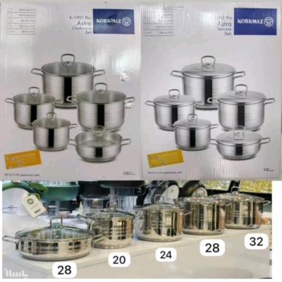 سرویس قابلمه کرکماز 10پارچه آستراترکیه اصل (ارسال پس کرایه))درب استیل