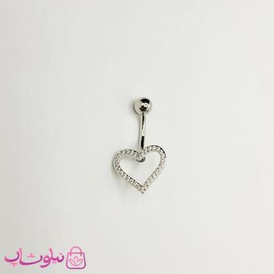 پیرسینگ ناف استیل مدل قلب توخالی نگیندار کد 269