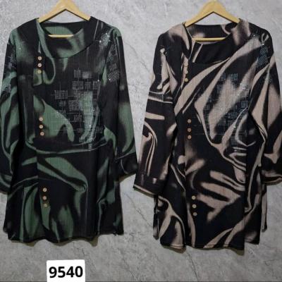 تونیک نگین‌دار سایز بزرگ عیدانه 9540 پارچه کریشه طرح دار