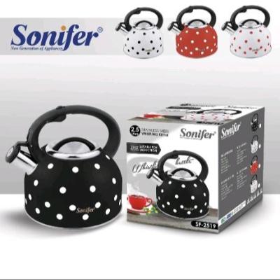 کتری روگازی سوت زن رنگی سونیفر SF-2519 مشکی خال سفید