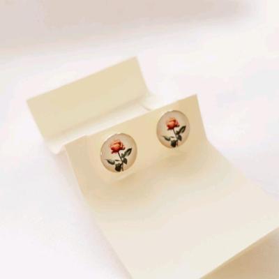 گوشواره گل رز رزین نقره 925 وارداتی