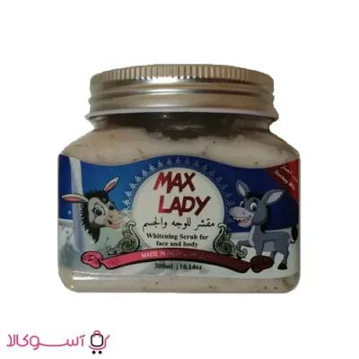 اسکراب لایه بردار صورت و بدن مکس لیدی مدل Donkey milk حجم 300 میل