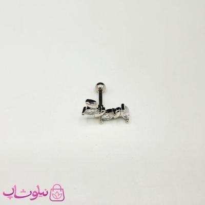 پیرسینگ گوش زنانه مدل نگین سفید کد 90
