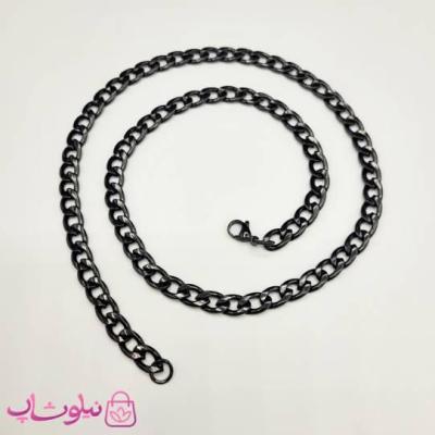 زنجیر مردانه کارتیه مشکی استیل 60 سانت عرض 7 میل کد 4591