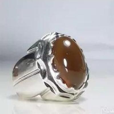 انگشتر نقره یمنی جزع معدنی ابدار دستساز سلطنتی بارکاب فوق العاده جوندار-فاخرونفیس