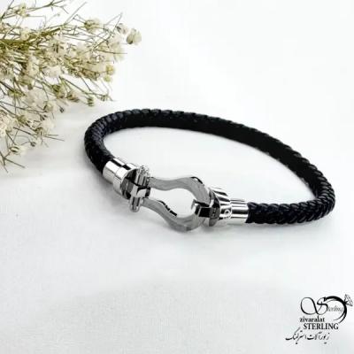 دستبند استیل اهم (چرمی) کد 21844