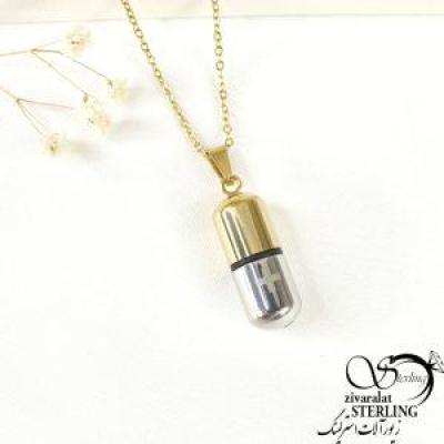 گردنبند طرح کپسول برند استیل کد 7525