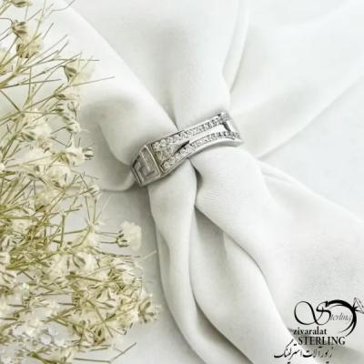 انگشتر مردانه طرح موجدار نقره 925 عیار کد 21207