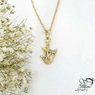 گردنبند ژوپینگ طرح آهو مشابه طلا کد 21009