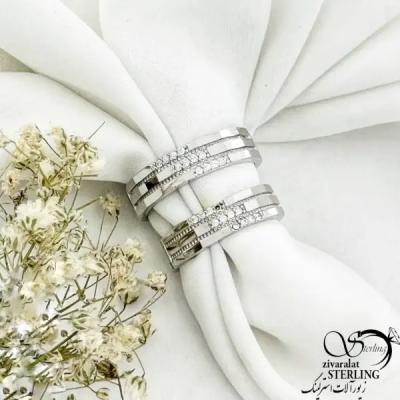 حلقه ست نقره چند ضلعی نگین دار کد 21199
