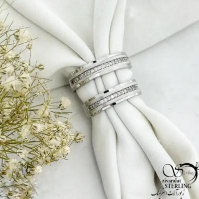 حلقه ست نقره ایتالیایی نگین تک ردیف کد 21197