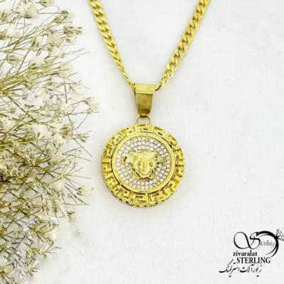 گردنبند نقره ورساچه(مدوسا) با آبکاری طلا زرد کد 21353