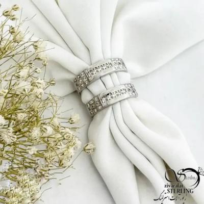 حلقه ست مدرن نگین دار نقره 925 عیار کد 21179