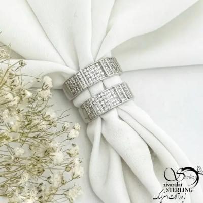 حلقه ست فول نگین (جواهری) نقره 925 عیار کد 21170