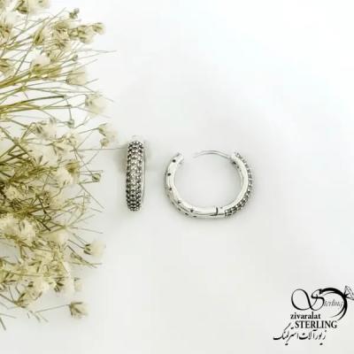 گوشواره کلیپسی نقره 925 عیار فول نگین کد 21334