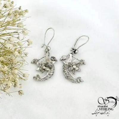 گوشواره نقره دست ساز طرح گل کد 21331