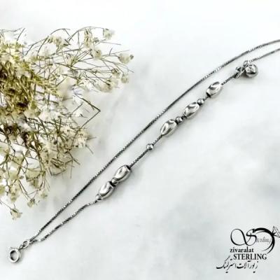 دستبند نقره دولاین گوی متحرک با عیار925 کد 21323
