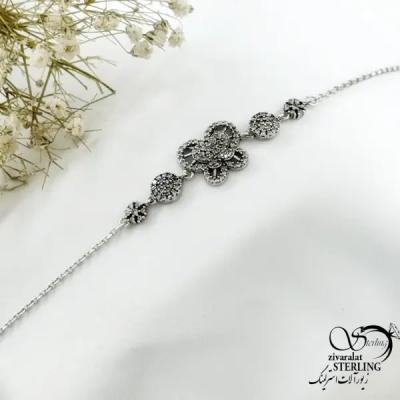 دستبند نقره 925 عیار پروانه ای کد 21324