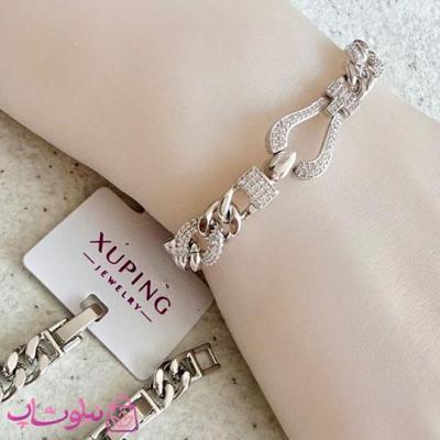 دستبند زنانه ژوپینگ نقره ای رنگ مدل فرد Fred نگیندار کد 7991