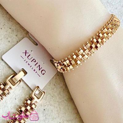 دستبند زنانه ژوپینگ مدل رولکس Rolex طلایی رنگ طول 19 سانت عرض 9 میل کد 1099