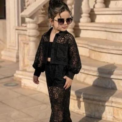ست کت و شلوار دانتل دخترانه با تاپ ، سایز 40 تا 55