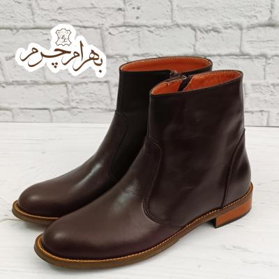 نیم بوت زنانه چرم طبیعی مدل ناتالی کلاسیک قهوه ای