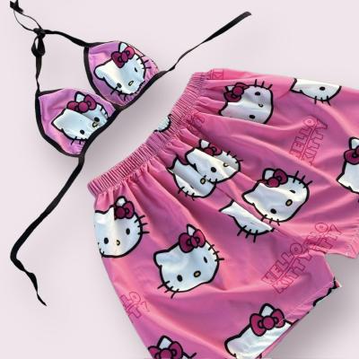 شلوارک کیتی صورتی زنانه دخترانه فری سایز