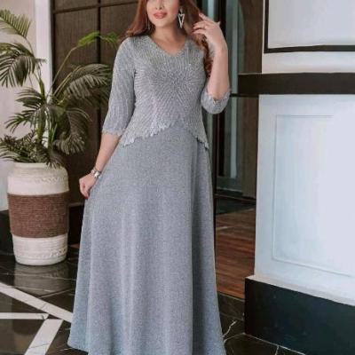 پیراهن مجلسی شب زنانه لمه نگین و مروارید پانچ مدل روناک